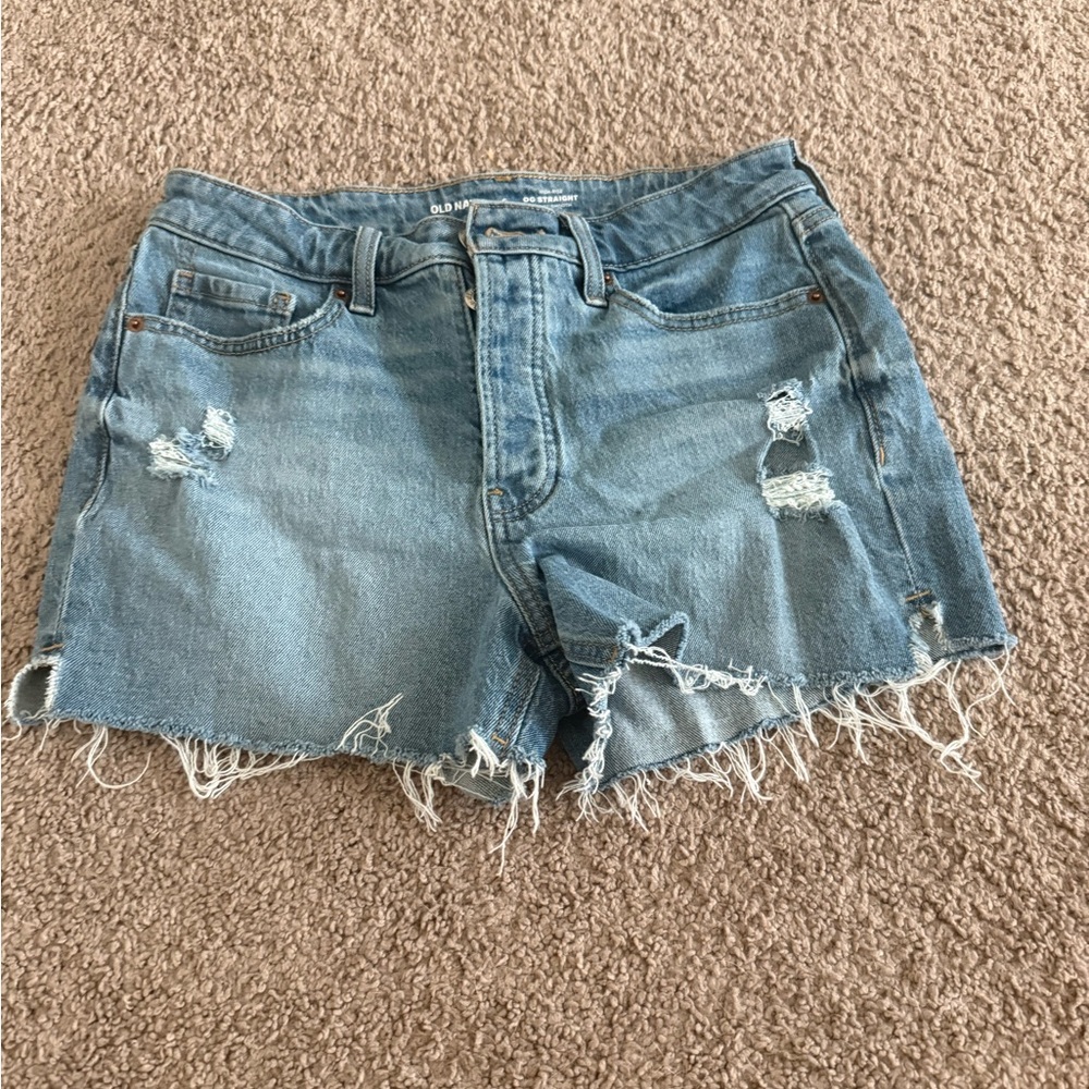 Old Navy Blue Distressed Denim Jean Shorts - Picture 1 of 2